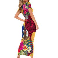 Torba Day Short Sleeve Bodycon Dress Proud To Be A Ni-Van Beauty Pacific Flower LT03 - Polynesian Pride