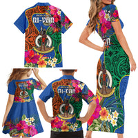 Tafea Day Family Matching Short Sleeve Bodycon Dress and Hawaiian Shirt Proud To Be A Ni-Van Beauty Pacific Flower LT03 - Polynesian Pride