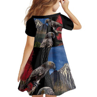 New Zealand Kea And Pohutukawa Family Matching Summer Maxi Dress and Hawaiian Shirt With The Mountain Landscape