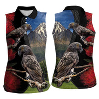 New Zealand Kea And Pohutukawa Women Sleeveless Polo Shirt With The Mountain Landscape LT03 - Polynesian Pride