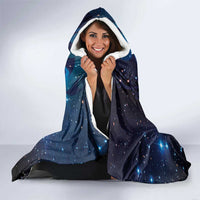 New Zealand Tui Bird Hooded Blanket The Pleiades Star Cluster and Koru Tribal Tattoo Galaxy Vibe