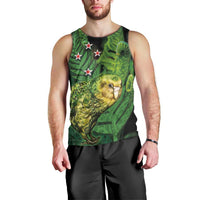 New Zealand Kākāpō Men Tank Top Silver Fern with Close up of Green Fern Leaves and Maori Tattoo