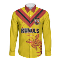 Papua New Guinea Rugby Custom Long Sleeve Button Shirt Six Seven Five to The World - Melanesian Pattern
