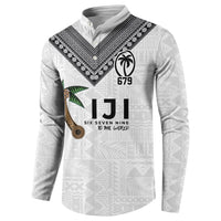 Fijian Rugby Button Sweatshirt Six Seven Nine to The World - Tapa Pattern