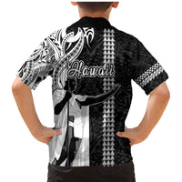 Hawaii Lanai Island Family Matching Mermaid Dress and Hawaiian Shirt Hawaiian King and Kakau Symbols Abstract Shoulder Tattoo LT03 - Polynesian Pride