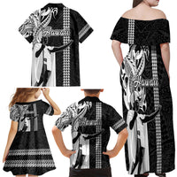 Hawaii Lanai Island Family Matching Off Shoulder Maxi Dress and Hawaiian Shirt Hawaiian King and Kakau Symbols Abstract Shoulder Tattoo LT03 - Polynesian Pride