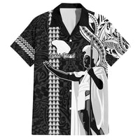 Hawaii Lanai Island Family Matching Summer Maxi Dress and Hawaiian Shirt Hawaiian King and Kakau Symbols Abstract Shoulder Tattoo LT03 Dad's Shirt - Short Sleeve Black - Polynesian Pride