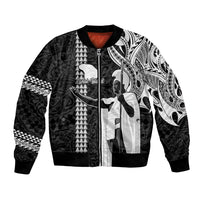 Custom Hawaii Lanai Island Bomber Jacket Hawaiian King and Kakau Symbols Abstract Shoulder Tattoo LT03 Unisex Black - Polynesian Pride