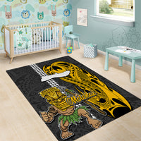 Hawaii Molokai Island Area Rug Hawaiian Warrior and Kakau Symbols Abstract Tattoo LT03 - Polynesian Pride