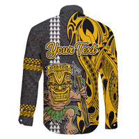 Custom Hawaii Molokai Island Family Matching Tank Maxi Dress and Hawaiian Shirt Hawaiian Warrior and Kakau Symbols Abstract Tattoo LT03 - Polynesian Pride