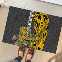 Custom Hawaii Molokai Island Rubber Doormat Hawaiian Warrior and Kakau Symbols Abstract Tattoo LT03 - Polynesian Pride