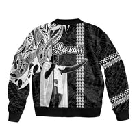 Hawaii Molokai Island Sleeve Zip Bomber Jacket Hawaiian King and Kakau Symbols Abstract Shoulder Tattoo LT03 - Polynesian Pride