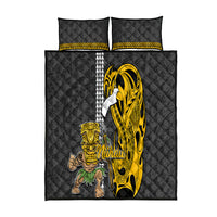 Hawaii Niihau Island Quilt Bed Set Hawaiian Warrior and Kakau Symbols Abstract Tattoo LT03 Yellow - Polynesian Pride