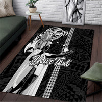Custom Hawaii Niihau Island Area Rug Hawaiian King and Kakau Symbols Abstract Shoulder Tattoo LT03 Black - Polynesian Pride