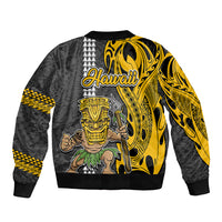 Hawaii Oahu Island Bomber Jacket Hawaiian Warrior and Kakau Symbols Abstract Tattoo LT03 - Polynesian Pride