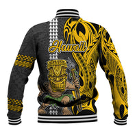 Hawaii Kahoolawe Island Baseball Jacket Hawaiian Warrior and Kakau Symbols Abstract Tattoo LT03 - Polynesian Pride