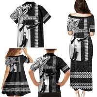 Hawaii Kahoolawe Island Family Matching Puletasi Dress and Hawaiian Shirt Hawaiian King and Kakau Symbols Abstract Shoulder Tattoo LT03 - Polynesian Pride