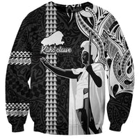 Hawaii Kahoolawe Island Sweatshirt Hawaiian King and Kakau Symbols Abstract Shoulder Tattoo LT03 Unisex Black - Polynesian Pride