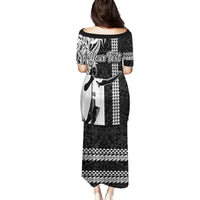 Custom Hawaii Kahoolawe Island Family Matching Puletasi Dress and Hawaiian Shirt Hawaiian King and Kakau Symbols Abstract Shoulder Tattoo LT03 - Polynesian Pride