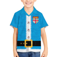 Fiji Merry Christmas Family Matching Short Sleeve Bodycon Dress and Hawaiian Shirt Santa Suit Style With Tapa Tribal Pattern