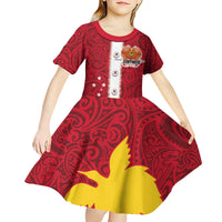 Papua New Guinea Merry Christmas Kid Short Sleeve Dress Santa Suit Style With Melanesian Pattern