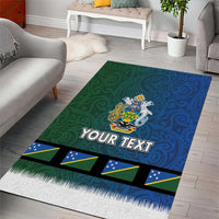 Solomon Islands Merry Christmas Area Rug Santa Suit Style With Melanesian Pattern