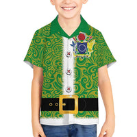 Cook Islands Merry Christmas Family Matching Puletasi and Hawaiian Shirt Santa Suit Style With Polynesian Pattern LT03 Son's Shirt Green - Polynesian Pride