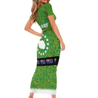 Cook Islands Merry Christmas Family Matching Short Sleeve Bodycon Dress and Hawaiian Shirt Santa Suit Style With Polynesian Pattern LT03 - Polynesian Pride