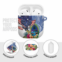 Guam and United States Together AirPods Case Bald Eagle and Guam Seal with Flower and Tribal Tattoos LT03 - Polynesian Pride