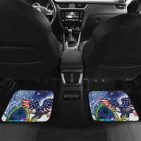 Guam and United States Together Car Mats Bald Eagle and Guam Seal with Flower and Tribal Tattoos - Polynesian Pride