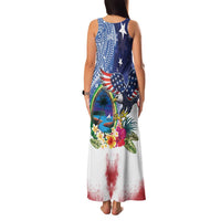 Guam and United States Together Family Matching Tank Maxi Dress and Hawaiian Shirt Bald Eagle and Guam Seal with Flower and Tribal Tattoos LT03 - Polynesian Pride