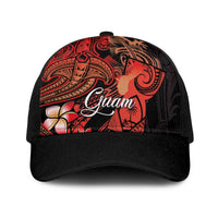 Guam Tribal Chamorro Baseball Net Cap Polynesian Shark with Plumeria and Sea Vibe - Polynesian Pride