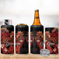 Guam Tribal Chamorro 4 in 1 Can Cooler Tumbler Polynesian Shark with Plumeria and Sea Vibe - Polynesian Pride
