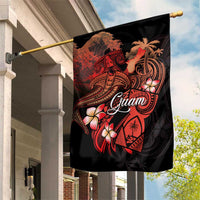Guam Tribal Chamorro Garden Flag Polynesian Shark with Plumeria and Sea Vibe LT03 House Flag Black - Polynesian Pride