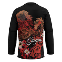 Guam Tribal Chamorro Hockey Jersey Polynesian Shark with Plumeria and Sea Vibe - Polynesian Pride