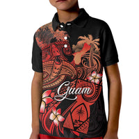 Guam Tribal Chamorro Kid Polo Shirt Polynesian Shark with Plumeria and Sea Vibe LT03 Kid Black - Polynesian Pride