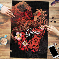 Guam Tribal Chamorro Puzzle Polynesian Shark with Plumeria and Sea Vibe - Polynesian Pride