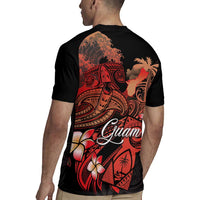 Guam Tribal Chamorro Rugby Jersey Polynesian Shark with Plumeria and Sea Vibe - Polynesian Pride