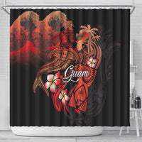 Guam Tribal Chamorro Shower Curtain Polynesian Shark with Plumeria and Sea Vibe LT03 - Polynesian Pride