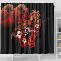Guam Tribal Chamorro Shower Curtain Polynesian Shark with Plumeria and Sea Vibe LT03 - Polynesian Pride