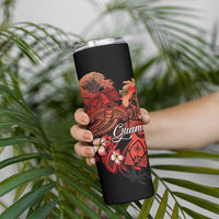Guam Tribal Chamorro Skinny Tumbler Polynesian Shark with Plumeria and Sea Vibe - Polynesian Pride