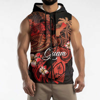 Guam Tribal Chamorro Sleeveless Zip Hoodie Polynesian Shark with Plumeria and Sea Vibe LT03 - Polynesian Pride