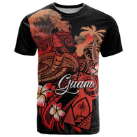 Guam Tribal Chamorro T Shirt Polynesian Shark with Plumeria and Sea Vibe LT03 Black - Polynesian Pride