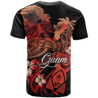 Guam Tribal Chamorro T Shirt Polynesian Shark with Plumeria and Sea Vibe - Polynesian Pride