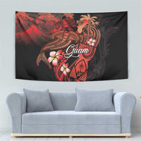 Guam Tribal Chamorro Tapestry Polynesian Shark with Plumeria and Sea Vibe - Polynesian Pride