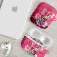 Hawaii Mele Kalikimaka AirPods Case Funny Santa with Tribal Tattoos Kakau Pink Color - Polynesian Pride