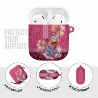 Hawaii Mele Kalikimaka AirPods Case Funny Santa with Tribal Tattoos Kakau Pink Color LT03 - Polynesian Pride