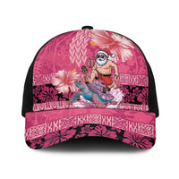 Hawaii Mele Kalikimaka Baseball Net Cap Funny Santa with Tribal Tattoos Kakau Pink Color LT03 One Size Black Pink - Polynesian Pride