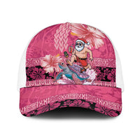 Hawaii Mele Kalikimaka Baseball Net Cap Funny Santa with Tribal Tattoos Kakau Pink Color LT03 One Size White Pink - Polynesian Pride