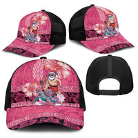 Hawaii Mele Kalikimaka Baseball Net Cap Funny Santa with Tribal Tattoos Kakau Pink Color LT03 - Polynesian Pride